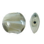 Χάντρες Lampwork, Γυάλινα, Flat Γύρος, γκρί, 16x8mm, Τρύπα:Περίπου 2mm, 100PCs/τσάντα, Sold Με τσάντα