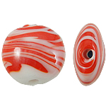 Granulos artesanais de  Lampwork, vidrilho, Roda plana, vermelho, 16x8mm, Buraco:Aprox 2mm, 100PCs/Bag, vendido por Bag