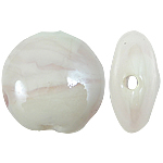 Handgemaakte Lampwork Beads, Rond plat, wit, 16x8mm, Gat:Ca 2mm, 100pC's/Bag, Verkocht door Bag