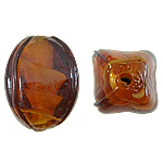 Εσωτερική Twist Χάντρες Lampwork, Γυάλινα, Ωοειδής, καφέ, 12x17mm, Τρύπα:Περίπου 2mm, 100PCs/τσάντα, Sold Με τσάντα