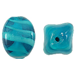 Бусины Lampwork Inner Twist, Лэмпворк, Овальная форма, голубой, 12x17mm, отверстие:Приблизительно 2mm, 100ПК/сумка, продается сумка