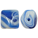 Granulos artesanais de  Lampwork, vidrilho, Tubo, azul, 14x16x13mm, Buraco:Aprox 2.5mm, 100PCs/Bag, vendido por Bag