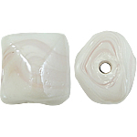 Granulos artesanais de  Lampwork, vidrilho, Tubo, branco, 14x16x13mm, Buraco:Aprox 2.5mm, 100PCs/Bag, vendido por Bag