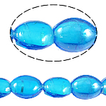 Grânulos Lampwork de folha de prata, vidrilho, Oval, azul, 16x21x9mm, Buraco:Aprox 1.5mm, 100PCs/Bag, vendido por Bag