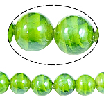 Contas Lampwork de torção interna, vidrilho, Roda, verde, 14mm, Buraco:Aprox 2mm, 100PCs/Bag, vendido por Bag