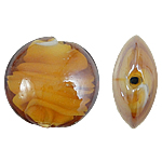 Εσωτερική Twist Χάντρες Lampwork, Γυάλινα, Flat Γύρος, καφέ, 20x10mm, Τρύπα:Περίπου 2mm, 100PCs/τσάντα, Sold Με τσάντα