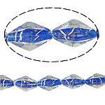 Grânulos Lampwork de folha de prata, vidrilho, Bicone, azul, 13x25mm, Buraco:Aprox 2.5mm, 100PCs/Bag, vendido por Bag