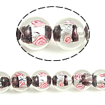 Stříbrná fólie Lampwork korálky, Vinuté, Kolo, černý, 12mm, Otvor:Cca 2mm, 100PC/Bag, Prodáno By Bag