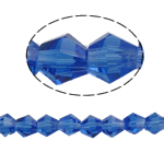 Bicone krystalperler, Krystal, facetteret, Safir, 6x6mm, Hole:Ca. 1mm, Længde Ca. 11.5 inch, 10Strands/Bag, Ca. 50pc'er/Strand, Solgt af Bag