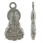 Verkupfertes Kunststoff Anhänger, Verkupferter Kunststoff, Buddha, Platinfarbe platiniert, frei von Nickel, Blei & Kadmium, 14x28x3.50mm, Bohrung:ca. 3mm, 5Taschen/Menge, verkauft von Menge