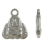 Kupari päällystetty Muovi riipus, Buddha, platina väri päällystetty, nikkeli, lyijy ja kadmium vapaa, 16x19x3.50mm, Reikä:N. 2mm, 5Laukut/erä, Myymät erä