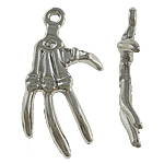 Verkupfertes Kunststoff Anhänger, Verkupferter Kunststoff, Hand, Platinfarbe platiniert, frei von Nickel, Blei & Kadmium, 18x32x2.50mm, Bohrung:ca. 1.5mm, 5Taschen/Menge, verkauft von Menge