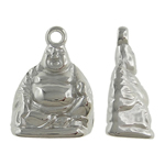 Verkupfertes Kunststoff Anhänger, Verkupferter Kunststoff, Buddha, Platinfarbe platiniert, frei von Nickel, Blei & Kadmium, 23x30x12mm, Bohrung:ca. 3mm, 5Taschen/Menge, verkauft von Menge