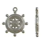 Kopparbelagt plasthänge, Kopparbelagd plast, Ship Wheel, platina pläterad, nautiska mönster, nickel, bly och kadmium gratis, 27x31x4mm, Hål:Ca 2mm, 5Väskor/Lot, Säljs av Lot