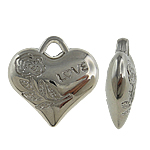 Copper Coated Plastic Pendant Heart platinum color plated nickel lead & cadmium free Approx 3mm Sold By Lot