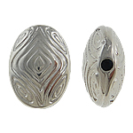 Grânulos de plásticos revestido de cobre, plástico revestido de cobre, Oval, cromado de cor platina, níquel, chumbo e cádmio livre, 13x17x6mm, Buraco:Aprox 0.5mm, 5Bolsasbolsa/Lot, vendido por Lot