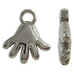 Verkupfertes Kunststoff Anhänger, Verkupferter Kunststoff, Hand, Platinfarbe platiniert, frei von Nickel, Blei & Kadmium, 14x16x3mm, Bohrung:ca. 2.5mm, 5Taschen/Menge, verkauft von Menge