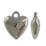 Copper Coated Plastic Pendant Heart platinum color plated nickel lead & cadmium free Approx 2mm Sold By Lot