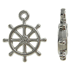 Kopparbelagt plasthänge, Kopparbelagd plast, Ship Wheel, platina pläterad, nautiska mönster, nickel, bly och kadmium gratis, 16x19x3mm, Hål:Ca 1.5mm, 5Väskor/Lot, Säljs av Lot