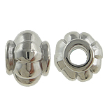 Perles en plastique revêtue de cuivre, plastique revêtu de cuivre, tambour, Placage de couleur platine, protéger l'environnement, sans nickel, plomb et cadmium, 8x10mm, Trou:Environ 4mm, 5sacsvalises/lot, Vendu par lot