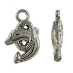 Verkupfertes Kunststoff Anhänger, Verkupferter Kunststoff, Dolphin, Platinfarbe platiniert, frei von Nickel, Blei & Kadmium, 11x17x3.50mm, Bohrung:ca. 2mm, 5Taschen/Menge, verkauft von Menge