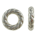 Grânulos de plásticos revestido de cobre, plástico revestido de cobre, Rosca, cromado de cor platina, orifício grande, níquel, chumbo e cádmio livre, 15x3.50mm, Buraco:Aprox 8mm, 5Bolsasbolsa/Lot, vendido por Lot