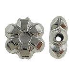 Perles en plastique revêtue de cuivre, plastique revêtu de cuivre, fleur, Placage de couleur platine, protéger l'environnement, sans nickel, plomb et cadmium, 10x3.50mm, Trou:Environ 0.5mm, 5sacsvalises/lot, Vendu par lot