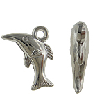 Verkupfertes Kunststoff Anhänger, Verkupferter Kunststoff, Dolphin, Platinfarbe platiniert, frei von Nickel, Blei & Kadmium, 21x17x5mm, Bohrung:ca. 2mm, 5Taschen/Menge, 500PCs/Tasche, verkauft von Menge