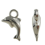 Verkupfertes Kunststoff Anhänger, Verkupferter Kunststoff, Dolphin, Platinfarbe platiniert, frei von Nickel, Blei & Kadmium, 13x14x4mm, Bohrung:ca. 2mm, 5Taschen/Menge, verkauft von Menge