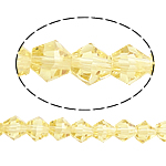 Bicone Crystal Pärlor, Kristall, fasetterad, Lt Topaz, 5x5mm, Hål:Ca 0.5mm, Längd 11.5 inch, 10Strands/Bag, Säljs av Bag