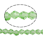 Bicone Crystal coirníní, ilghnéitheach, Peridot, 5x5mm, Poll:Thart 0.5mm, Fad 11.5 Inse, 10Snáitheanna/Mála, Díolta De réir Mála