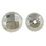 Perles en plastique revêtue de cuivre, plastique revêtu de cuivre, Rond, Placage de couleur platine, protéger l'environnement, sans nickel, plomb et cadmium, 14mm, Trou:Environ 2mm, 5sacsvalises/lot, Vendu par lot