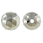 Perles en plastique revêtue de cuivre, plastique revêtu de cuivre, Rond, Placage de couleur platine, protéger l'environnement, sans nickel, plomb et cadmium, 14mm, Trou:Environ 3mm, 5sacsvalises/lot, Vendu par lot