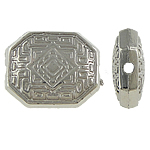 Perles en plastique revêtue de cuivre, plastique revêtu de cuivre, rectangle, Placage de couleur platine, protéger l'environnement, sans nickel, plomb et cadmium, 14x17x6mm, Trou:Environ 1.5mm, 5sacsvalises/lot, Vendu par lot