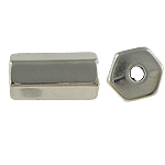 Perles en plastique revêtue de cuivre, plastique revêtu de cuivre, tube, Placage de couleur platine, protéger l'environnement, sans nickel, plomb et cadmium, 8x16x9mm, Trou:Environ 2mm, 5sacsvalises/lot, Vendu par lot