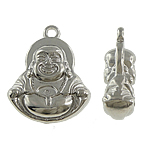 Verkupfertes Kunststoff Anhänger, Verkupferter Kunststoff, Buddha, Platinfarbe platiniert, frei von Nickel, Blei & Kadmium, 33x40x14mm, Bohrung:ca. 3.5mm, 5Taschen/Menge, verkauft von Menge