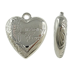 Copper Coated Plastic Pendant Heart platinum color plated nickel lead & cadmium free Approx 3mm Sold By Lot