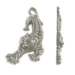 Verkupfertes Kunststoff Anhänger, Verkupferter Kunststoff, Tiger, Platinfarbe platiniert, frei von Nickel, Blei & Kadmium, 21x33x3.50mm, Bohrung:ca. 2.5mm, 5Taschen/Menge, verkauft von Menge