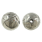 Perles en plastique revêtue de cuivre, plastique revêtu de cuivre, Rond, Placage de couleur platine, protéger l'environnement, sans nickel, plomb et cadmium, 15mm, Trou:Environ 2.5mm, 5sacsvalises/lot, Vendu par lot