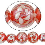 lampwork حبات الرمل الذهبية, امبورك, جولة شقة, الرمال الذهبية, 15x12.50mm, حفرة:تقريبا 1.5mm, طول 14 بوصة, 5جدائل/حقيبة, تباع بواسطة حقيبة