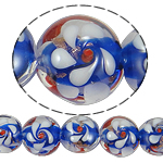 lampwork حبات الرمل الذهبية, امبورك, جولة شقة, الرمال الذهبية, 15x12.50mm, حفرة:تقريبا 1.5mm, طول 14 بوصة, 5جدائل/حقيبة, تباع بواسطة حقيبة