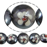 Koraliki szklane ze złotym piaskiem, Lampwork, Płaskie koło, złoty piasek, 15x12.50mm, otwór:około 1.5mm, długość 14 cal, 5nici/torba, sprzedane przez torba