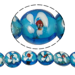 lampwork حبات الرمل الذهبية, امبورك, جولة شقة, الرمال الذهبية, 15x12.50mm, حفرة:تقريبا 1.5mm, طول 14 بوصة, 5جدائل/حقيبة, تباع بواسطة حقيبة