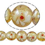 Gold Sand Χάντρες Lampwork, Γυάλινα, Flat Γύρος, χρυσή άμμο, 15x12.50mm, Τρύπα:Περίπου 1.5mm, Μήκος 14 inch, 5Σκέλη/τσάντα, Sold Με τσάντα