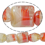 Εσωτερική Twist Χάντρες Lampwork, Γυάλινα, Πλατεία, 13x13x11mm, Τρύπα:Περίπου 2mm, Μήκος 17 inch, 5PCs/τσάντα, Sold Με τσάντα