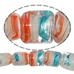 Εσωτερική Twist Χάντρες Lampwork, Γυάλινα, Πλατεία, 13x13x11mm, Τρύπα:Περίπου 2mm, Μήκος 17 inch, 5Σκέλη/τσάντα, Sold Με τσάντα