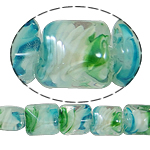 Εσωτερική Twist Χάντρες Lampwork, Γυάλινα, Πλατεία, 13x13x11mm, Τρύπα:Περίπου 2mm, Μήκος 17 inch, 5Σκέλη/τσάντα, Sold Με τσάντα