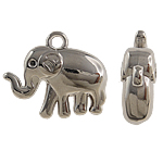 Verkupfertes Kunststoff Anhänger, Verkupferter Kunststoff, Elephant, Platinfarbe platiniert, frei von Nickel, Blei & Kadmium, 23.50x20x8mm, Bohrung:ca. 2.5mm, 5Taschen/Menge, verkauft von Menge