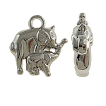 Pingenete de plástico revestido de conbre , plástico revestido de cobre, Elefante, cromado de cor platina, níquel, chumbo e cádmio livre, 21x23x7mm, Buraco:Aprox 3.5mm, 5Bolsasbolsa/Lot, vendido por Lot