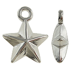 Pingenete de plástico revestido de conbre , plástico revestido de cobre, Estrela, cromado de cor platina, níquel, chumbo e cádmio livre, 14x17x6mm, Buraco:Aprox 2mm, 5Bolsasbolsa/Lot, vendido por Lot